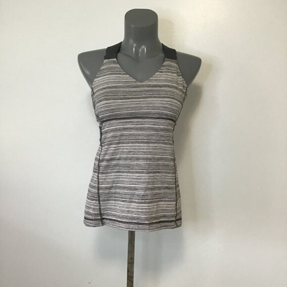 Lululemon Push Ur Limits Tank Coal Strata Stripe Size 8 - Picture 1 of 12